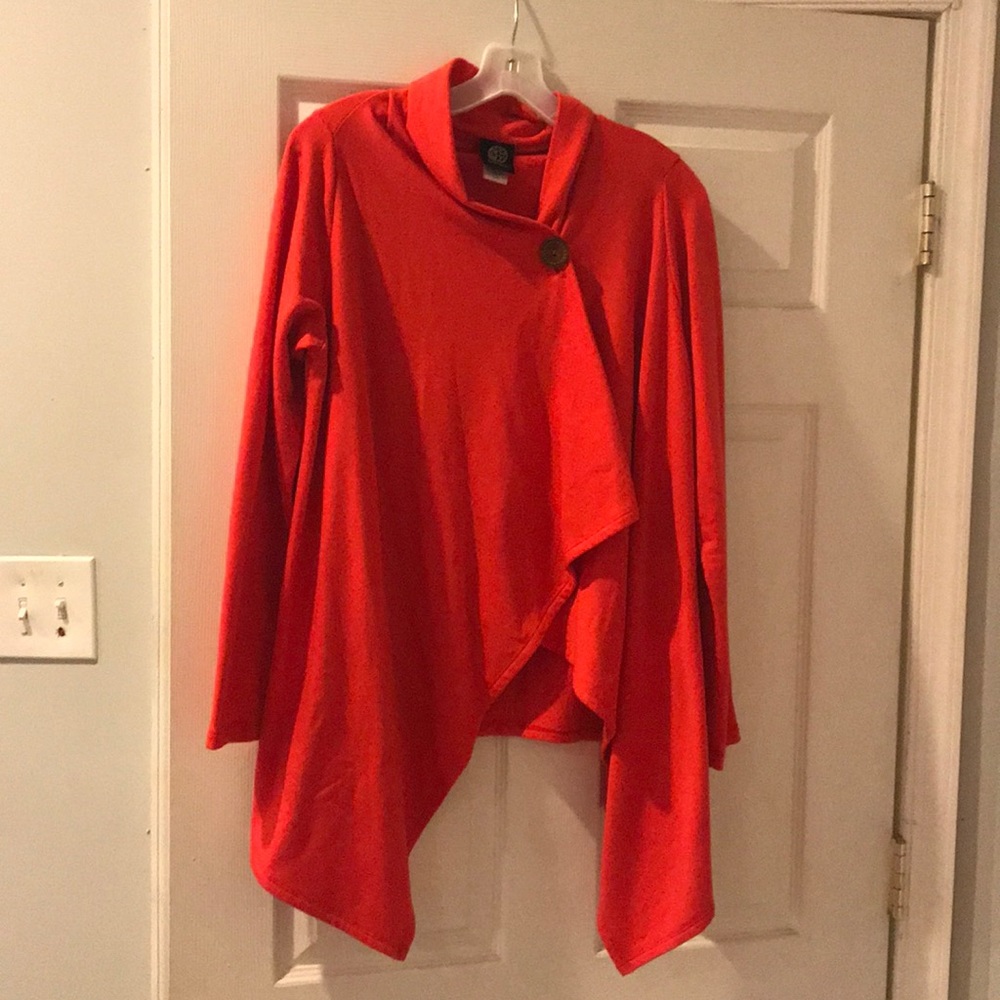 Orange Bobeau swing fleece sweater